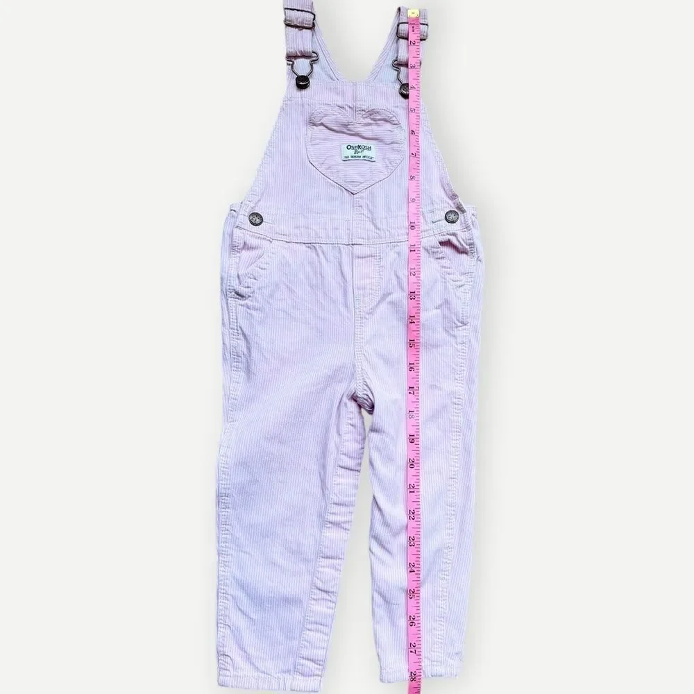 OshKosh B’Gosh Girls Kids Pink Striped Heart Pocket Overalls. 24 Months.